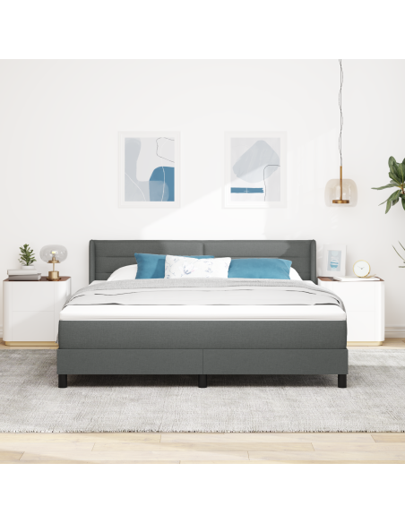 Letto con Box Spring e Materasso Grigio Scuro 180x200 cm in Tessuto