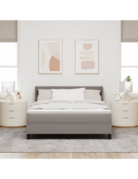 Letto a Molle  con Materasso Tortora 160x200 cm Tessuto