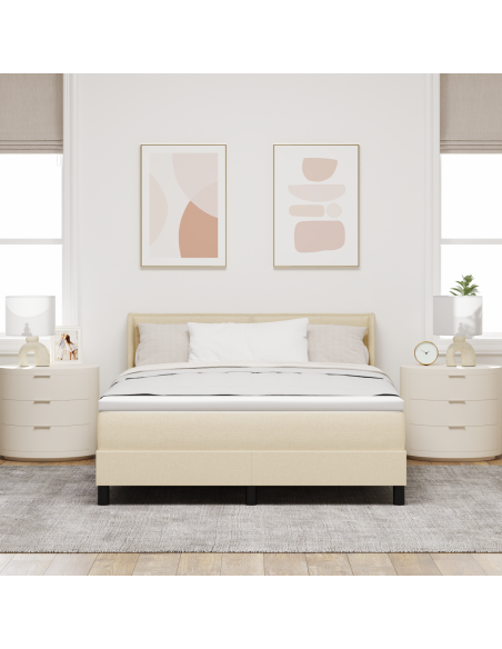 Letto a Molle  con Materasso Panna 140x200 cm Tessuto