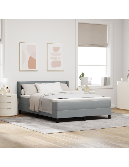 Letto con Box Spring e Materasso Grigio Chiaro 140x200 cm in Tessuto