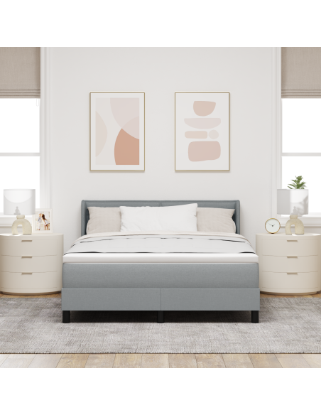 Letto con Box Spring e Materasso Grigio Chiaro 140x200 cm in Tessuto