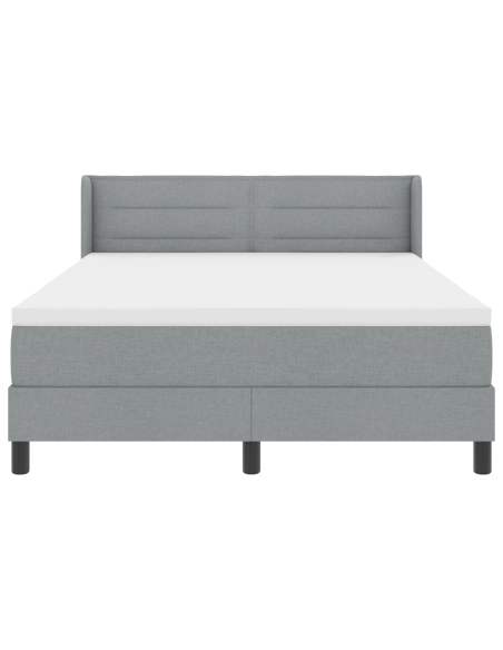 Letto Box Spring  con Materasso Grigio Chiaro 140x190 cm Tessuto