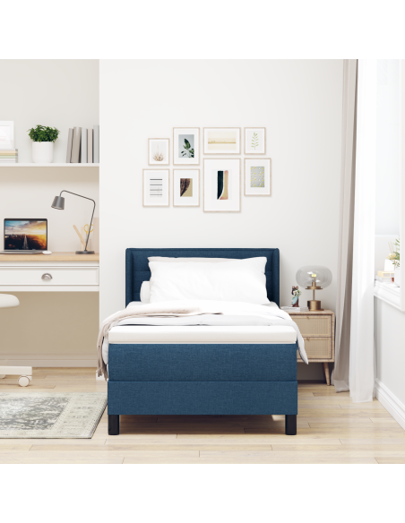 Letto con contenitore  con materasso Blu 100x200 cm Tessuto