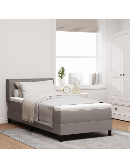 Letto con Rete a Molle  con Materasso Tortora 100x200 cm Tessuto