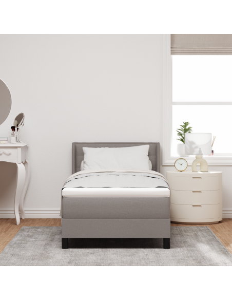 Letto con Rete a Molle  con Materasso Tortora 100x200 cm Tessuto