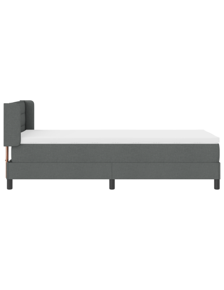 Letto Box Spring  con Materasso Grigio Scuro 100x200 cm Tessuto
