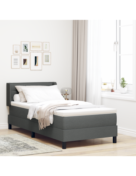 Letto Box Spring  con Materasso Grigio Scuro 100x200 cm Tessuto