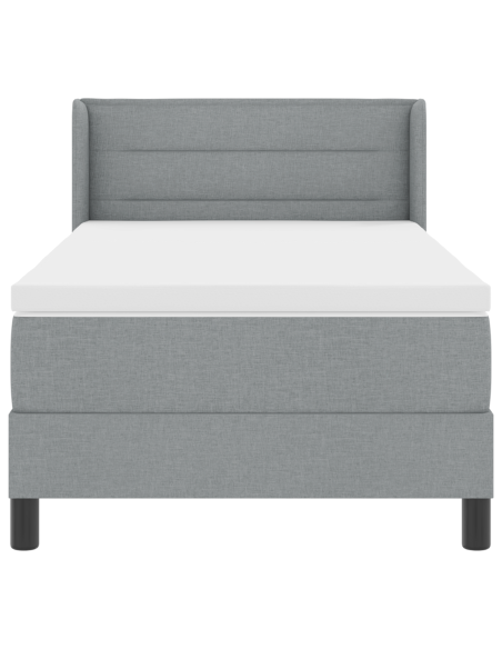 Letto Box Spring  con Materasso Grigio Chiaro 100x200 cm Tessuto