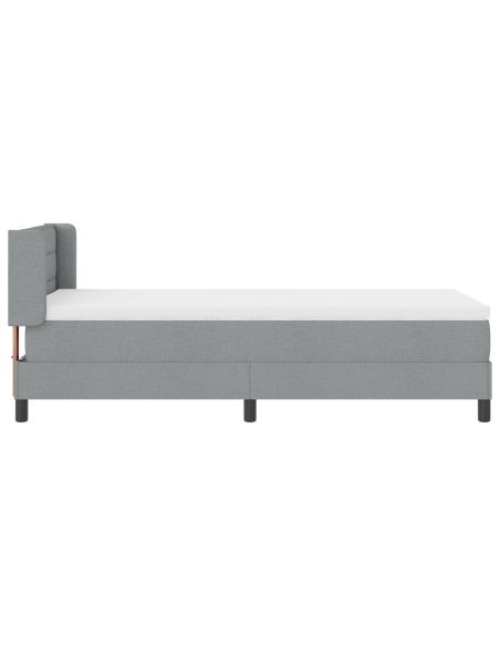 Letto Box Spring  con Materasso Grigio Chiaro 100x200 cm Tessuto
