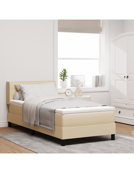 Letto a Box Spring  con Materasso Panna 90x200 cm Tessuto