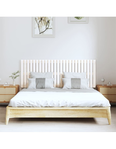 Testiera da Parete Bianca 159,5x3x60 cm Legno Massello di Pino