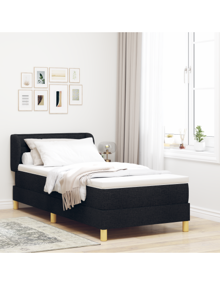 Letto Box Spring con Materasso  Nero 100x200 cm Tessuto