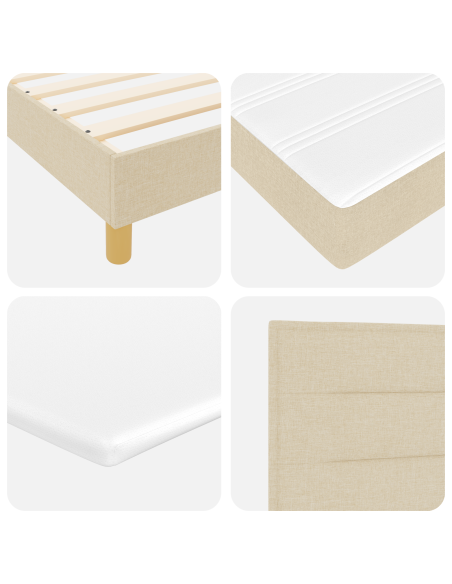 letto Box Spring  con materasso crema 100x200 cm in tessuto