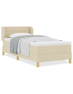 Letto a molle con materasso Crema 100 x 200 cm Tessuto 2