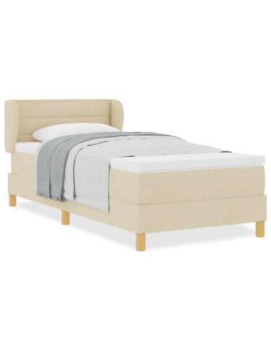 Letto a molle con materasso Crema 100 x 200 cm Tessuto