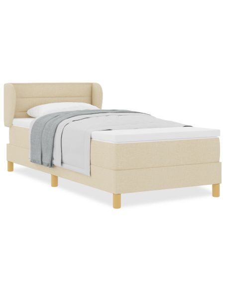 letto Box Spring  con materasso crema 100x200 cm in tessuto