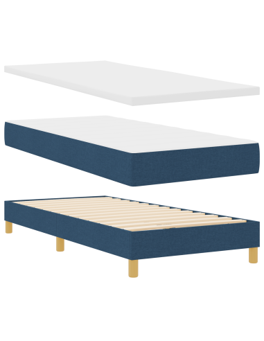 Letto a molle con materasso Blu 100 x 200 cm Tessuto