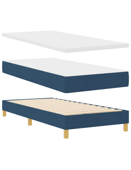 Letto con Box Spring e Materasso Blu 100x200 cm Tessuto