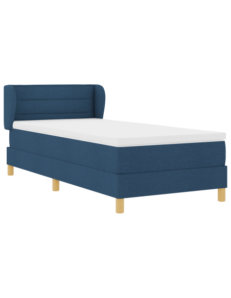 Letto con Box Spring e Materasso Blu 100x200 cm Tessuto