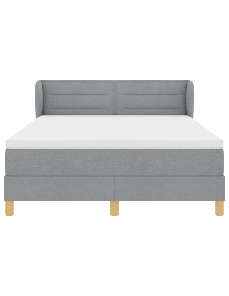 Letto Box Spring con Materasso Grigio Chiaro 140x200 cm Tessuto
