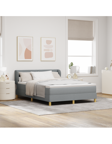 Letto a molle con materasso Grigio chiaro 140 x 200 cm Tessuto