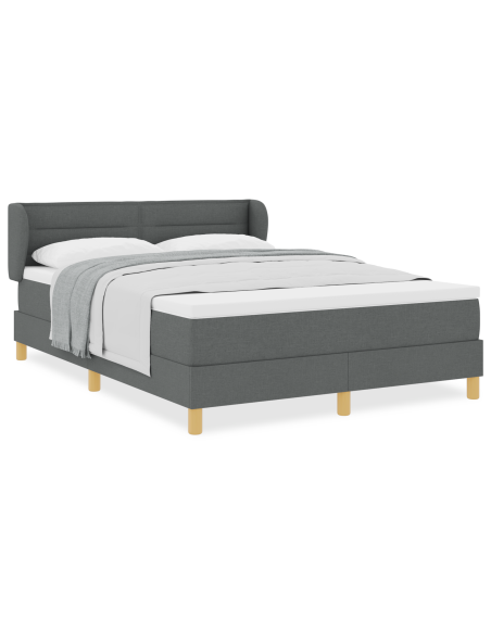 Letto a molle con materasso Grigio scuro 140 x 200 cm Tessuto