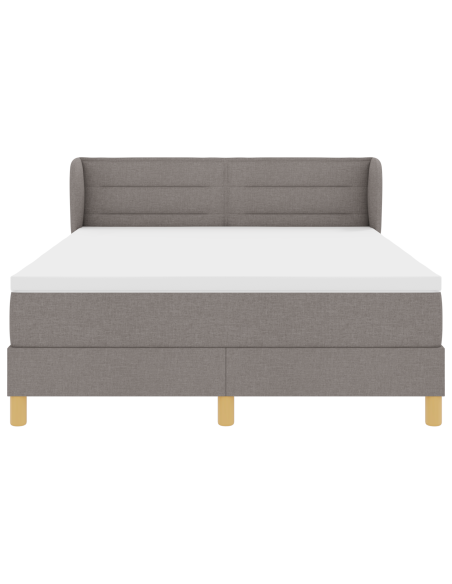 Letto Box Spring con Materasso - Tortora, 140x200 cm, Tessuto