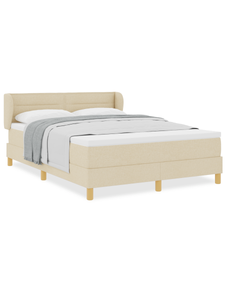Letto Box Spring con Materasso Crema 140x200 cm Tessuto