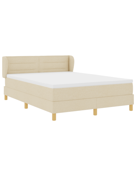 Letto Box Spring con Materasso Crema 140x200 cm Tessuto