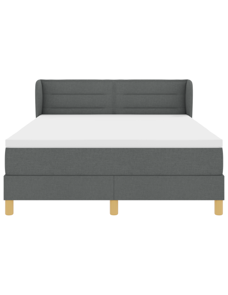 Letto a Molla Box con Materasso Grigio Scuro 160x200 cm Tessuto