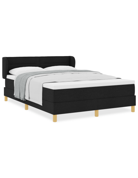 Letto con Rete a Molle e Materasso - Nero, 160x200 cm, Tessuto