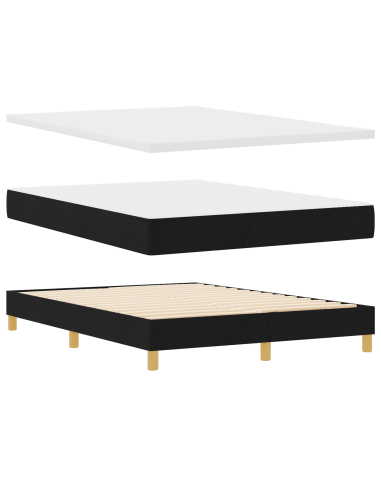 Letto a molle con materasso Nero 160 x 200 cm Tessuto