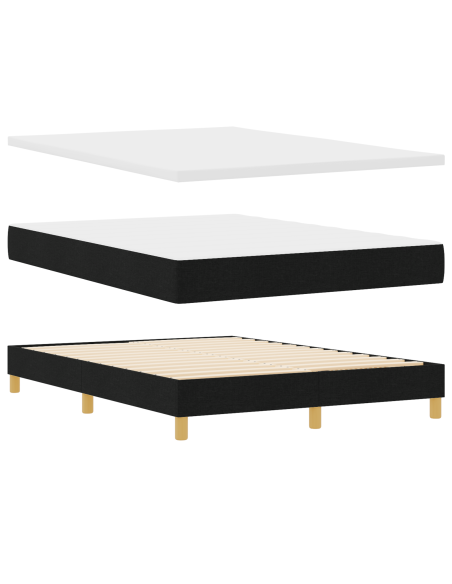 Letto con Rete a Molle e Materasso - Nero, 160x200 cm, Tessuto