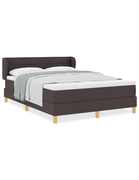 Letto a Box con Materasso Marrone Scuro 160x200 cm Tessuto