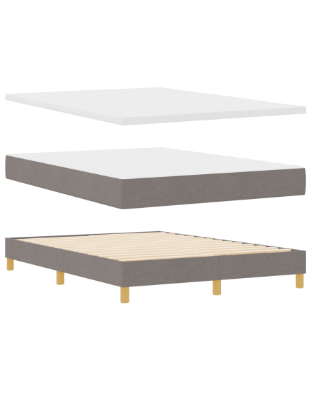 Letto Box Spring con Materasso in Tortora, 160x200 cm, Tessuto