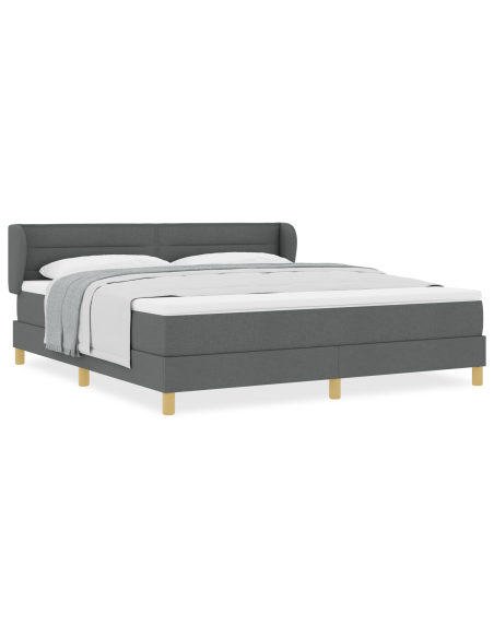 Letto Box Spring con Materasso Grigio Scuro, 180x200 cm in Tessuto