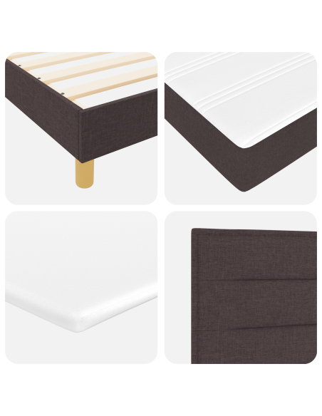 Letto Box Spring con Materasso in Marrone Scuro, 180x200 cm, Tessuto