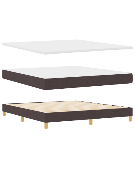 Letto Box Spring con Materasso in Marrone Scuro, 180x200 cm, Tessuto
