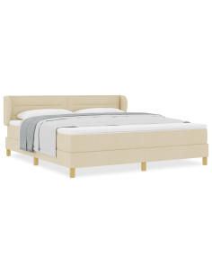 Letto a molle con materasso Crema 180 x 200 cm Tessuto 2