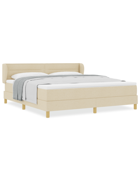Letto Box Spring con Materasso in Crema - 180x200 cm Tessuto