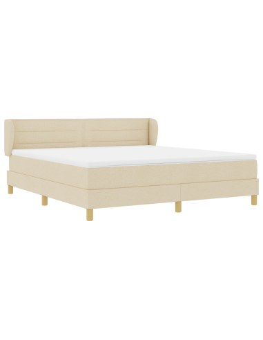 Letto a molle con materasso Crema 180 x 200 cm Tessuto