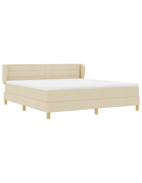 Letto a molle con materasso Crema 180 x 200 cm Tessuto