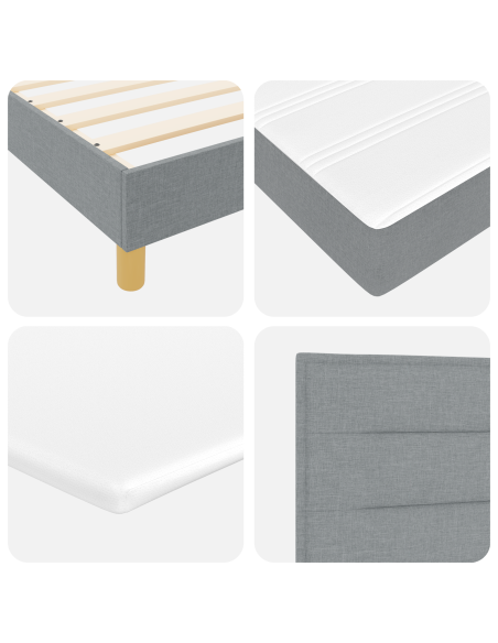 Letto con Box Spring e Materasso - Grigio Chiaro, 200x200 cm, Tessuto