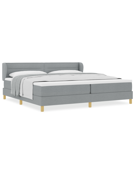 Letto con Box Spring e Materasso - Grigio Chiaro, 200x200 cm, Tessuto
