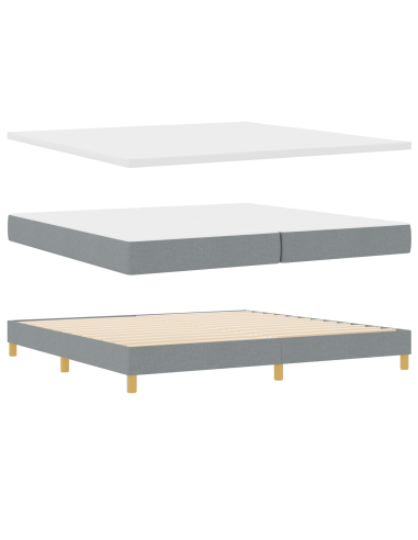 Letto a molle con materasso Grigio chiaro 200 x 200 cm Tessuto