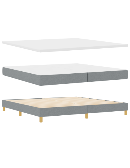 Letto con Box Spring e Materasso - Grigio Chiaro, 200x200 cm, Tessuto
