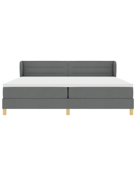 Letto Box Spring con Materasso Grigio Scuro 200x200 cm in Tessuto