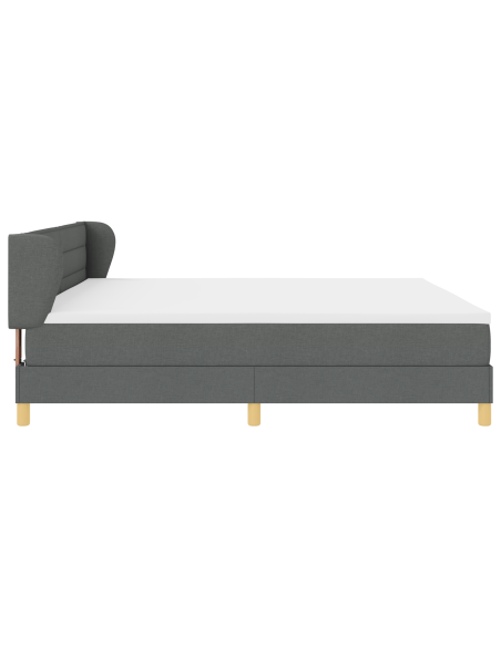 Letto Box Spring con Materasso Grigio Scuro 200x200 cm in Tessuto