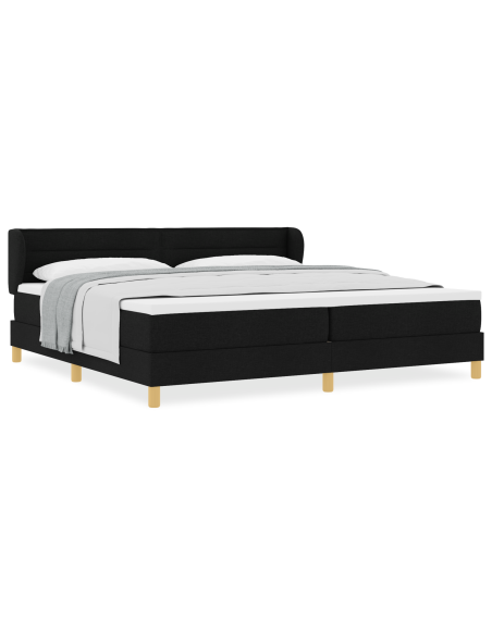 Letto Box Spring con Materasso Nero 200x200 cm Tessuto