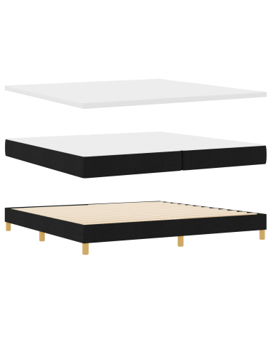 Letto a molle con materasso Nero 200 x 200 cm Tessuto